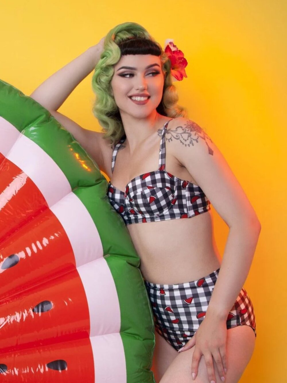 🍉 Collectif x Playful Promises Gingham Watermelon High Waist Swim Bottom Sz S/4